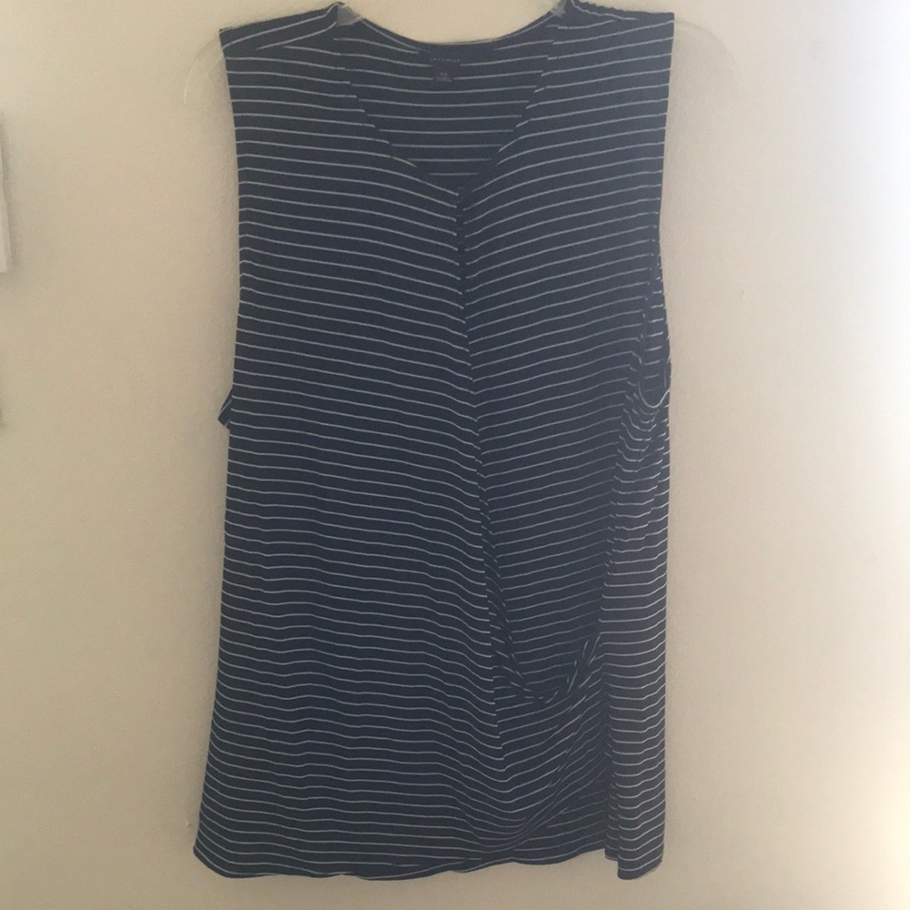 Ann Taylor Navy and White Striped Tank Top